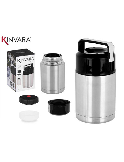 imagem de Lancheira Térmico para Alimentos Kinvara Acero Preto Metal Polipropileno 1 L 11,5 x 19,5 x 11,5 cm2