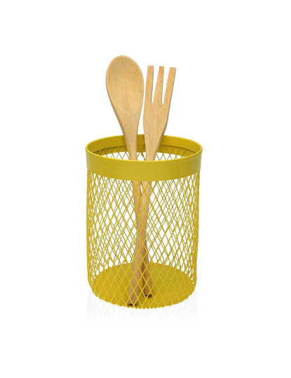 imagem de Recipiente para Utensílios de Cozinha Versa Amarelo Aço 11,5 x 15,5 x 11,5 cm2