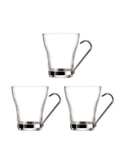 imagem de Conjunto de Chávenas de Café Quid Supreme Transparente Vidro Aço 250 ml 3 Peças3