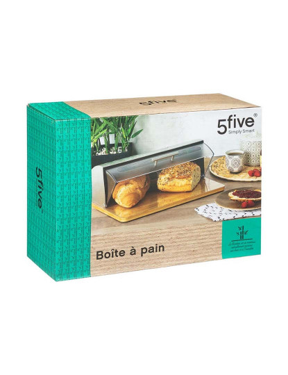 imagem de Cesta do Pão 5five Simply Smart Bambou cuisine Prateado Cromado 39 x 26,5 x 15,5 cm Madeira3