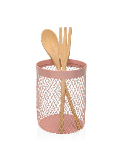 imagem de Recipiente para Utensílios de Cozinha Versa Cor de Rosa Aço 11,5 x 15,5 x 11,5 cm3