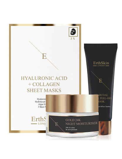 imagem de Hidratante Noite Anti-Rugas Ouro 24K + Máscara Facial Peel Off + Ácido Hialurônico E Máscara De Colágeno - 3 Folhas1