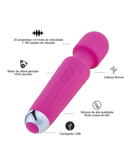 imagem de Vibrador Wand - 20 programas e 8 velocidades - 160 opções de vibração - Rosa2