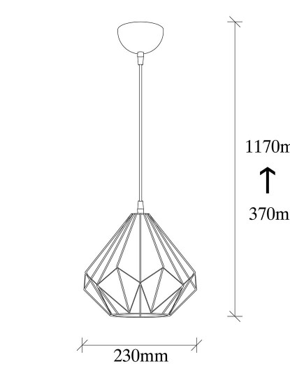 imagem de Candeeiro Teto Diamond-704-S Preto3