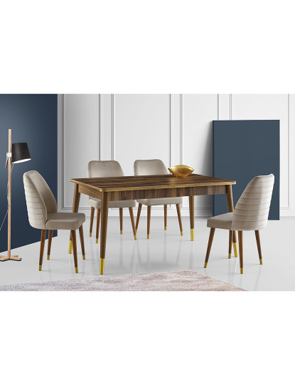 imagem de Mesa Jantar Flora Walnut Dourado1