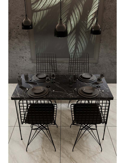 imagem de Conjunto Mesa + 4 Cadeiras Preto2