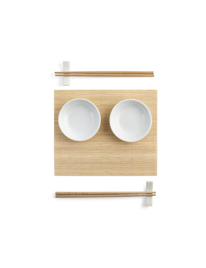 imagem de Conjunto Caixa de Sushi 9 Peças em Bambu e Porcelana Cm21X254