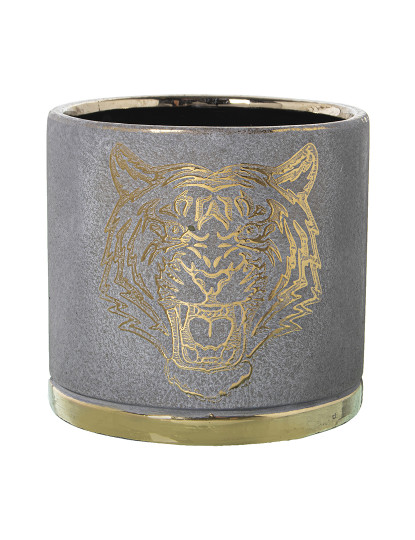 imagem de Vaso Cerâmica Cinza Dourado Tigre 1