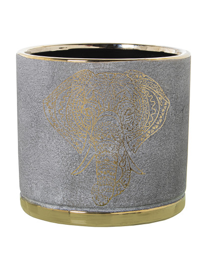 imagem de Vaso Cerâmica Cinza Dourado Elefante 1