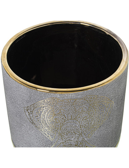 imagem de Vaso Cerâmica Cinza Dourado Elefante 2