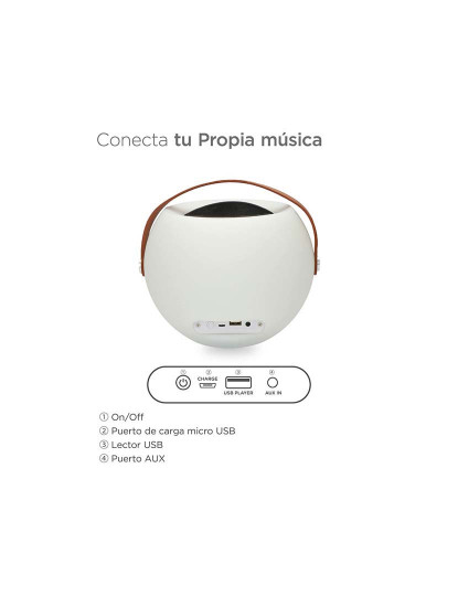 imagem de Coluna Bluetooth Com Candeeiro Led Ksix Bubble Branco 5 W Portátil8