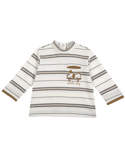 imagem de T-Shirt M. Comprida Menino Natural Riscas1