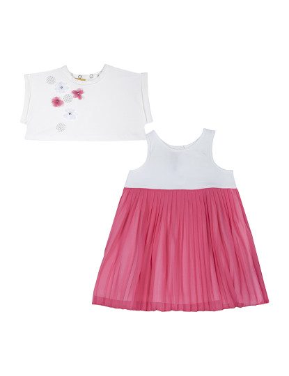 imagem de Conjunto 2: T-Shirt + Vestido Pinafore Menina Rosa Médio4