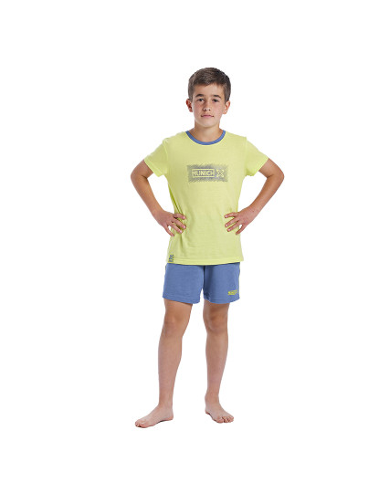 imagem de Pijama manga curta casual Menino Verde lima azul1