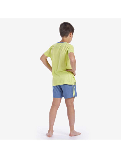 imagem de Pijama manga curta casual Menino Verde lima azul3
