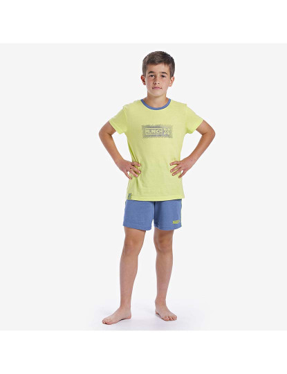 imagem de Pijama manga curta casual Menino Verde lima azul2
