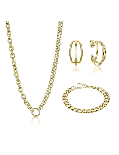 imagem de Conjunto Colar, Brincos e Pulseira Dourado1