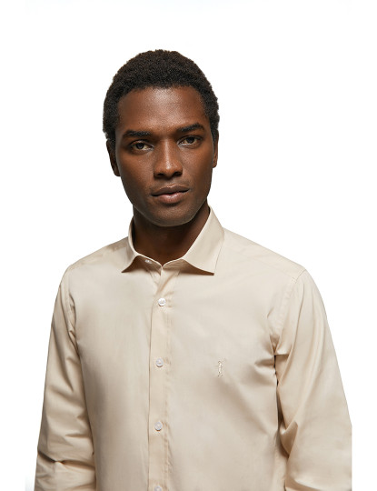 imagem de Camisa Manga Comprida Homem Rigby Go Slim Poplin Beige3