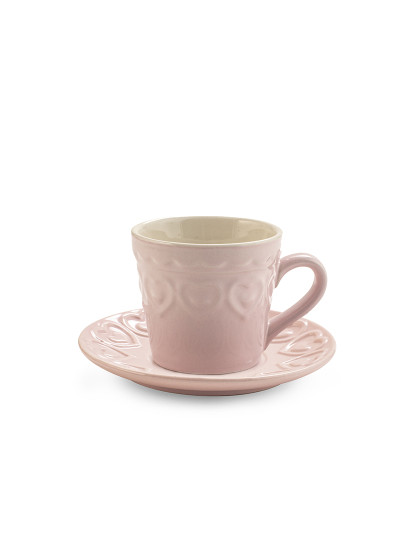 imagem de Conjunto de 4 xícaras de café Fairylove cor rosa com prato Cc1655