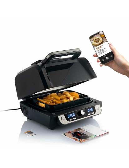 imagem de Fritadeira Sem Óleo com Grelhador, Acessórios e Livro de Receitas InnovaGoods Air Fryer Fryinn 12 em 1 6000 Aço Preto 6 L 3400 W7