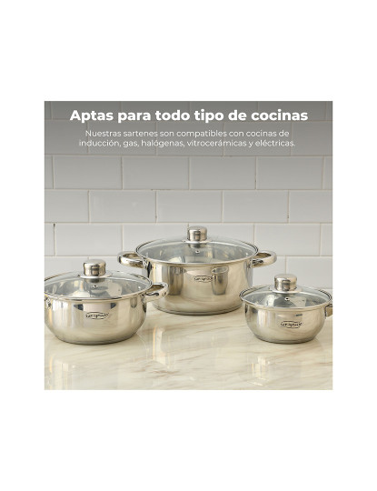 imagem de Conjunto de 13 peças composto por panelas de aço inoxidável + conjunto de 3 panelas de alumínio prensado + panela de aço inoxidável de 16cm3