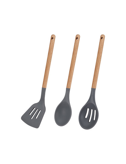 imagem de Conjunto de 3 peças de utensílios de cozinha de silicone de madeira, colecção daimiel1