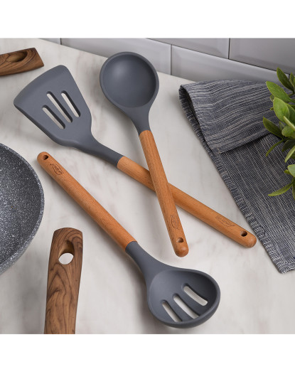 imagem de Conjunto de 3 peças de utensílios de cozinha de silicone de madeira, colecção daimiel9