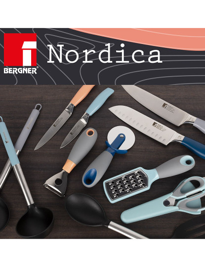 imagem de Conjunto de 2 utensílios (cortador de pizza + tesoura) em aço inox colecção Bergner Nordic2