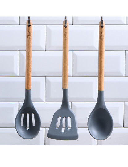 imagem de Conjunto de 3 peças de utensílios de cozinha de silicone de madeira, colecção daimiel6