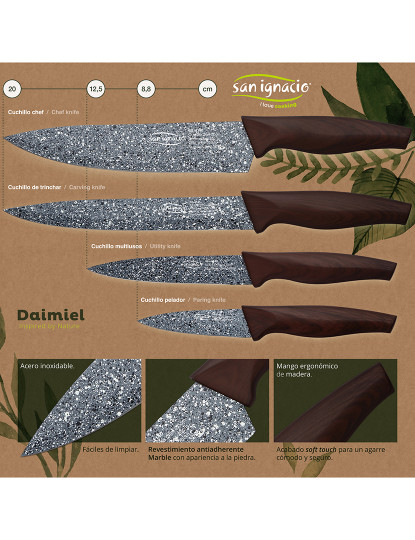 imagem de Conjunto de 4 facas de cozinha em aço inox e conjunto de 3 utensílios de cozinha colecção daimiel5