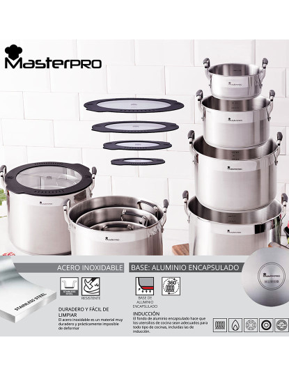 imagem de Panela de cozinha de 28cm, com tripla camada de aço inox e alumínio forjado, com alças ergonômicas, caçarola de cozinha, para todos os tipos de cozinhas3