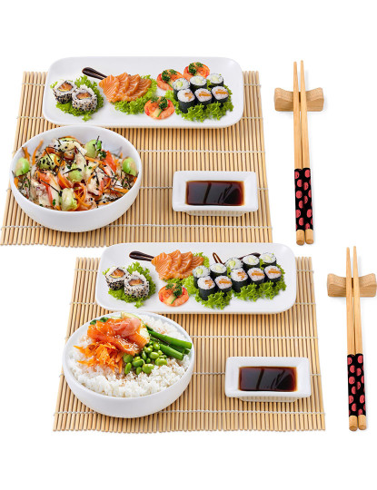 imagem de Conjunto de sushi de 12 peças (porcelana + bambu + madeira) colecção bergner foodies2