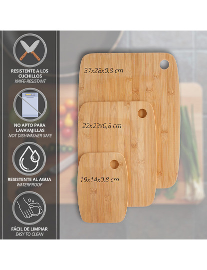 imagem de Pack de 3 panelas ø20/24 e 28 cm + conjunto de 3 tábuas de bambu para a sua cozinha2