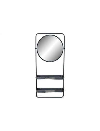 imagem de Espelho Metal Preto Com Prateleiras1