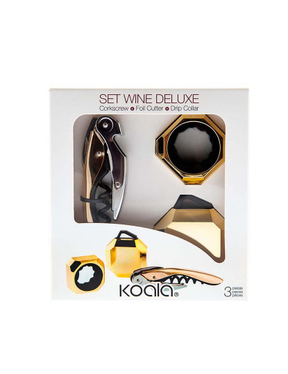 imagem de Conjunto para Degustação de Vinho Deluxe Dourado Metal 3 Peças1
