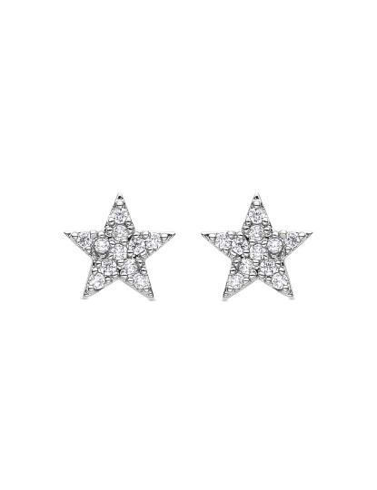 imagem de Brincos estrela de zircônia brilhante com acabamento em ródio Branco1