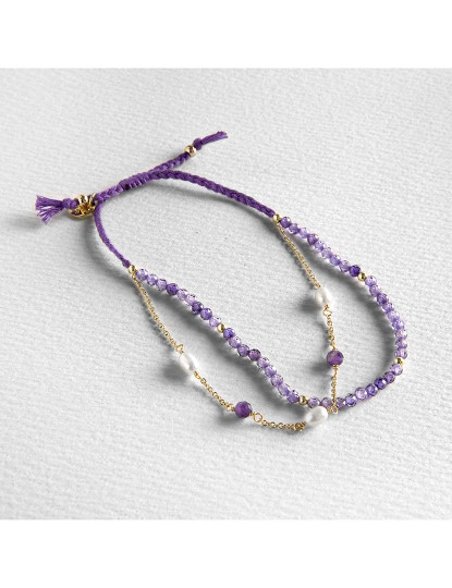 imagem de Pulseira Athat de zircônia e ametista com acabamento em ouro amarelo 18 quilates Roxo2