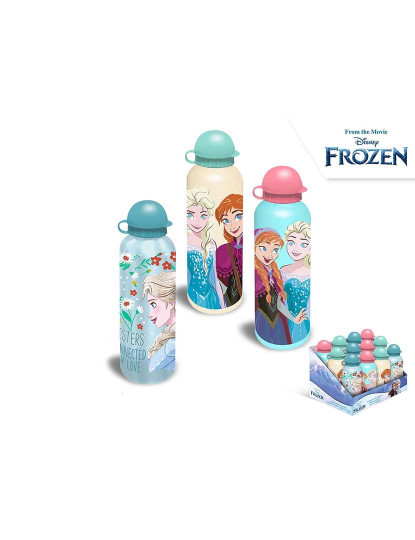 imagem de Garrafa Alumínio 500Ml 3 Desenhos Frozen TU1