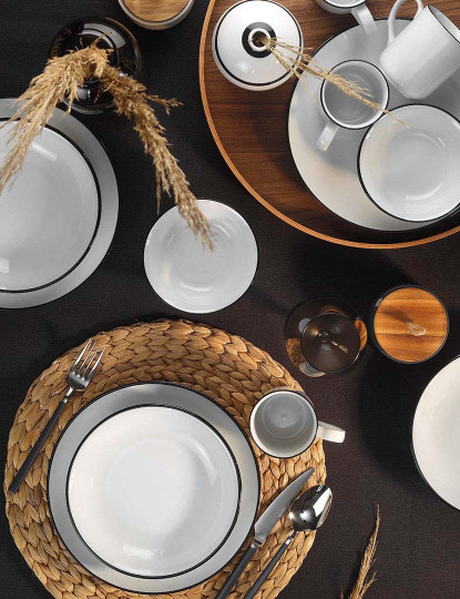 imagem de Serviço de Jantar 16 Peças Branco Preto1