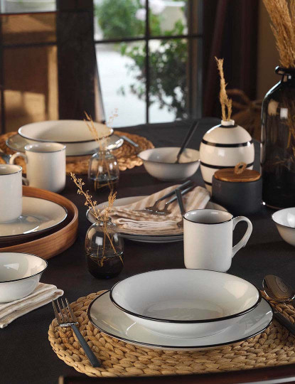 imagem de Serviço de Jantar 16 Peças Branco Preto3