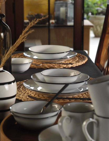 imagem de Serviço de Jantar 16 Peças Branco Preto4