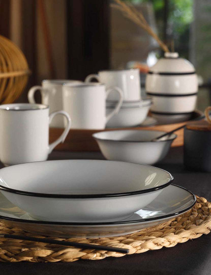 imagem de Serviço de Jantar 16 Peças Branco Preto5