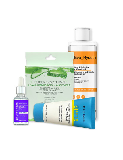 imagem de Triple Power Peptide Gamma Protein Soro Ativo 30Ml+Ácido Hialurónico Super Calmante + Máscara De Aloe Vera+Spf15 Hidratação + Creme De Dia Proteção 30 Ml+Água Micelar Refrescante E Hidratante 2 Em 1 150Ml1