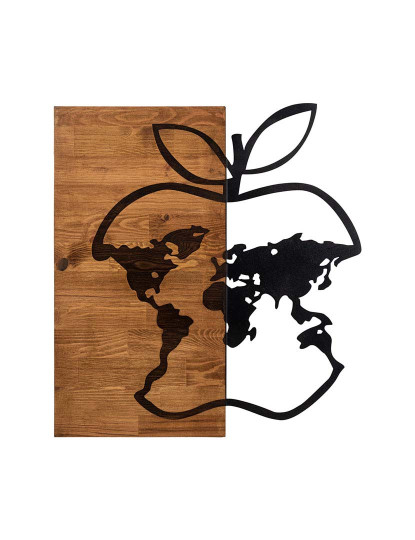 imagem de Decoração Parede Madeira Apple Worl Map4