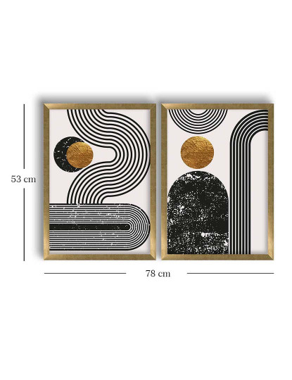 imagem de Conjunto 2 Quadros MDF Mid Century Black/Gold2