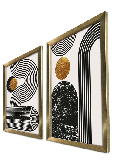 imagem de Conjunto 2 Quadros MDF Mid Century Black/Gold3