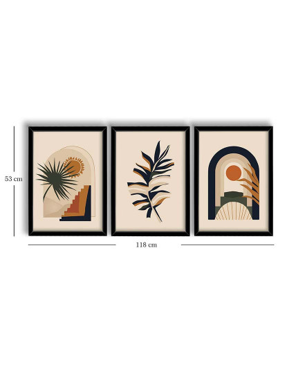 imagem de Conjunto 3 Quadros MDF Mid Century Palm2