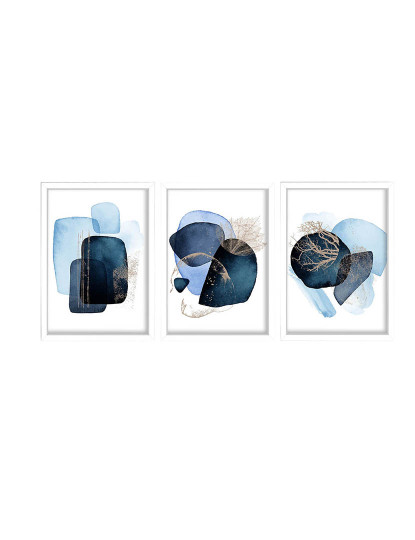 imagem de Conjunto 3 Quadros MDF Organic Shapes Blue6