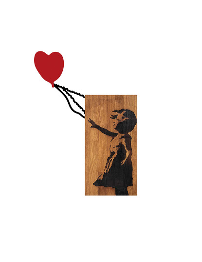 imagem de Decoração Parede Madeira Bansky - Girl with Ballon8