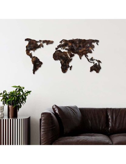 imagem de Decoração Parede Metal World Map Dark3